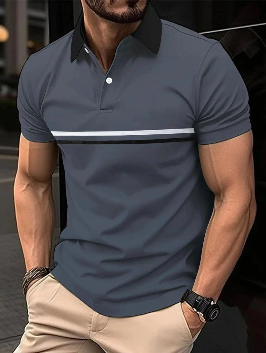 Best - selling men's casual Polo shirt spring and summer lapel button splicing men slim golf street wear - SHOWLU FASHION STORE