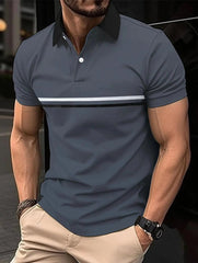 Best - selling men's casual Polo shirt spring and summer lapel button splicing men slim golf street wear - SHOWLU FASHION STORE