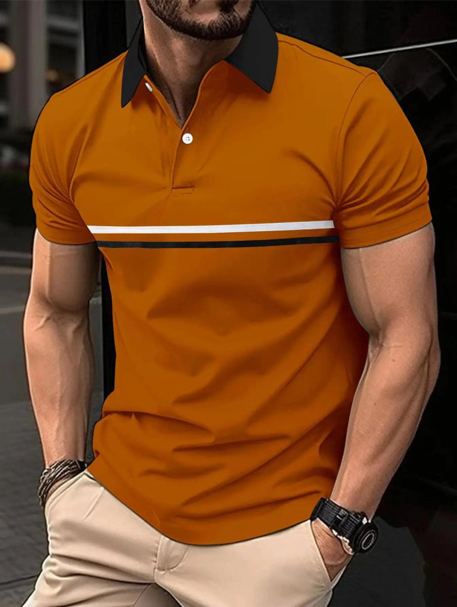 Best - selling men's casual Polo shirt spring and summer lapel button splicing men slim golf street wear - SHOWLU FASHION STORE