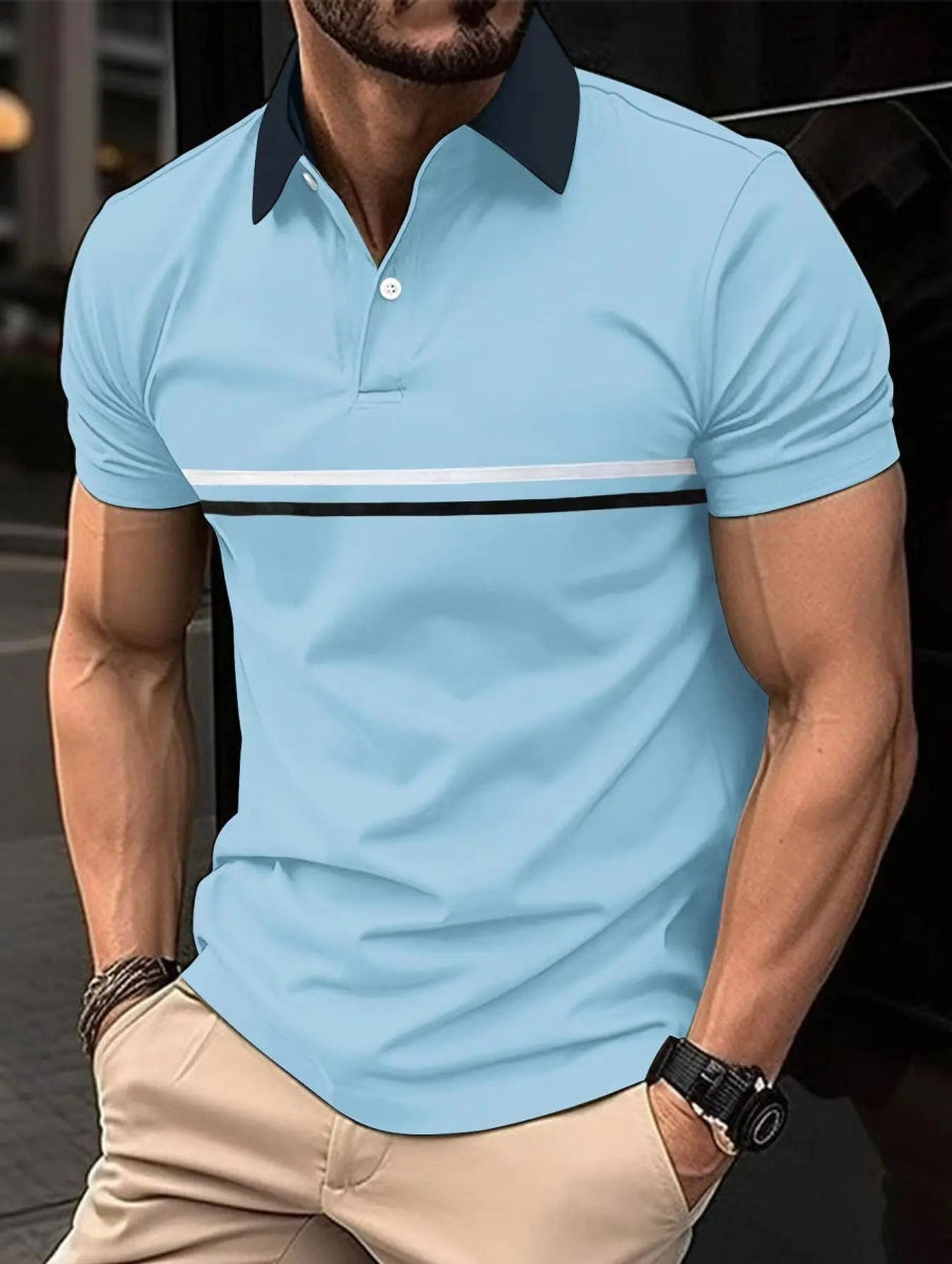 Best - selling men's casual Polo shirt spring and summer lapel button splicing men slim golf street wear - SHOWLU FASHION STORE