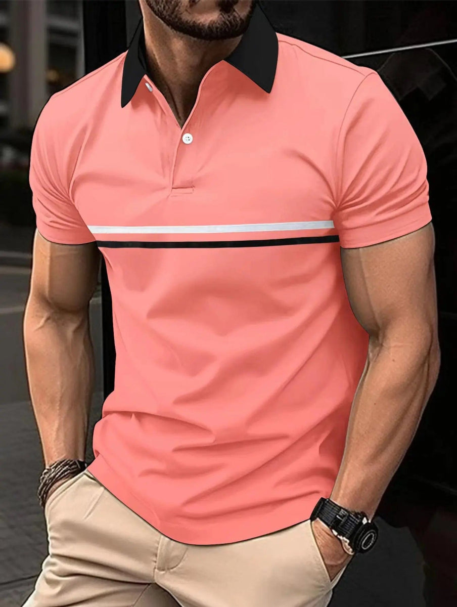 Best - selling men's casual Polo shirt spring and summer lapel button splicing men slim golf street wear - SHOWLU FASHION STORE