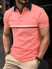 Best - selling men's casual Polo shirt spring and summer lapel button splicing men slim golf street wear - SHOWLU FASHION STORE