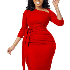 Big Size 3XL Women Dress Plus Size OL Party Dress Femme Red - SHOWLU FASHION STORE