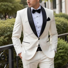 Black Lapel Green Formal Occasion Men Tuxedos Groom Groomsman Wedding Party Prom Business Male Suit 2 Piece Set Blazer Pants - SHOWLU FASHION STORE