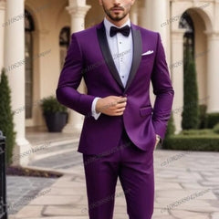 Black Lapel Green Formal Occasion Men Tuxedos Groom Groomsman Wedding Party Prom Business Male Suit 2 Piece Set Blazer Pants - SHOWLU FASHION STORE