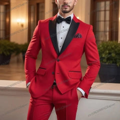 Black Lapel Green Formal Occasion Men Tuxedos Groom Groomsman Wedding Party Prom Business Male Suit 2 Piece Set Blazer Pants - SHOWLU FASHION STORE