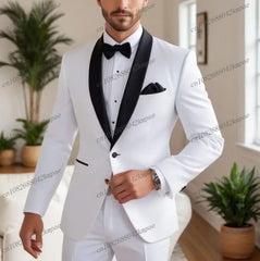 Black Lapel Green Formal Occasion Men Tuxedos Groom Groomsman Wedding Party Prom Business Male Suit 2 Piece Set Blazer Pants - SHOWLU FASHION STORE
