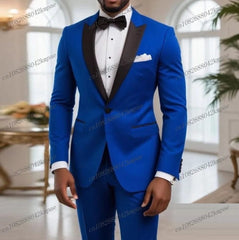 Black Lapel Green Formal Occasion Men Tuxedos Groom Groomsman Wedding Party Prom Business Male Suit 2 Piece Set Blazer Pants - SHOWLU FASHION STORE