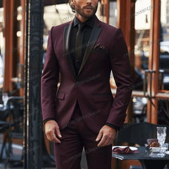 Black Lapel Green Formal Occasion Men Tuxedos Groom Groomsman Wedding Party Prom Business Male Suit 2 Piece Set Blazer Pants - SHOWLU FASHION STORE