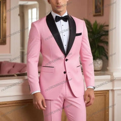 Black Lapel Green Formal Occasion Men Tuxedos Groom Groomsman Wedding Party Prom Business Male Suit 2 Piece Set Blazer Pants - SHOWLU FASHION STORE