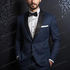 Black Lapel Green Formal Occasion Men Tuxedos Groom Groomsman Wedding Party Prom Business Male Suit 2 Piece Set Blazer Pants - SHOWLU FASHION STORE