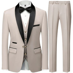 Black Men Autumn Wedding Party 3 Pcs Set Large Size 6XL Male Blazer Coat Pants and Vest Fashion Slim Fit Gold Button Dress Suit - SHOWLU FASHION STORE