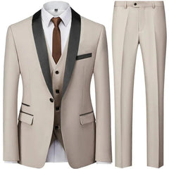 Black Men Autumn Wedding Party 3 Pcs Set Large Size 6XL Male Blazer Coat Pants and Vest Fashion Slim Fit Gold Button Dress Suit - SHOWLU FASHION STORE