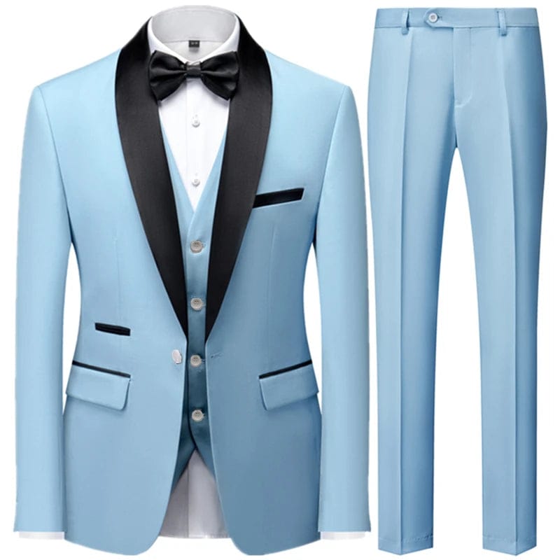 Black Men Autumn Wedding Party 3 Pcs Set Large Size 6XL Male Blazer Coat Pants and Vest Fashion Slim Fit Gold Button Dress Suit - SHOWLU FASHION STORE