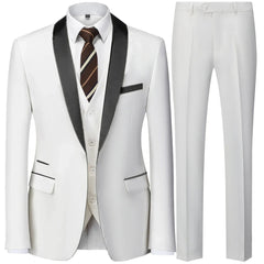 Black Men Autumn Wedding Party 3 Pcs Set Large Size 6XL Male Blazer Coat Pants and Vest Fashion Slim Fit Gold Button Dress Suit - SHOWLU FASHION STORE