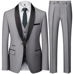 Black Men Autumn Wedding Party 3 Pcs Set Large Size 6XL Male Blazer Coat Pants and Vest Fashion Slim Fit Gold Button Dress Suit - SHOWLU FASHION STORE