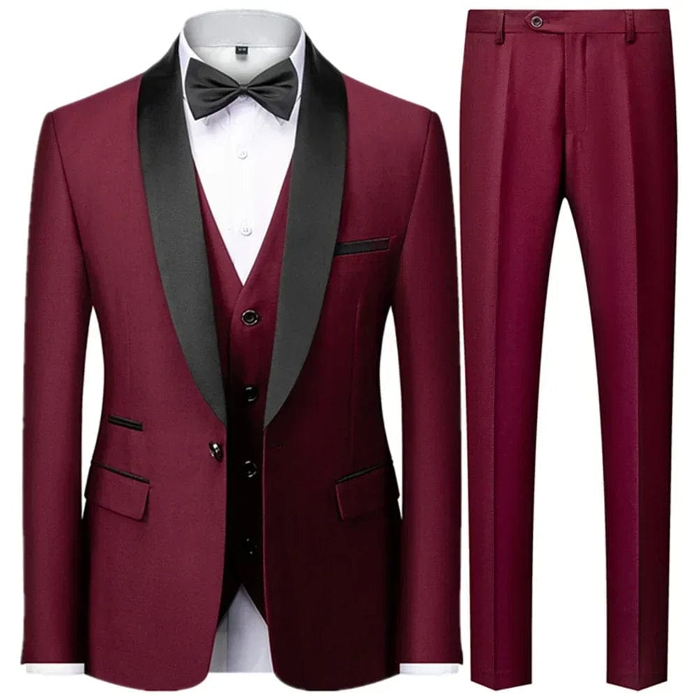 Black Men Autumn Wedding Party 3 Pcs Set Large Size 6XL Male Blazer Coat Pants and Vest Fashion Slim Fit Gold Button Dress Suit - SHOWLU FASHION STORE