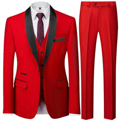 Black Men Autumn Wedding Party 3 Pcs Set Large Size 6XL Male Blazer Coat Pants and Vest Fashion Slim Fit Gold Button Dress Suit - SHOWLU FASHION STORE