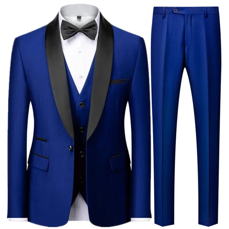 Black Men Autumn Wedding Party 3 Pcs Set Large Size 6XL Male Blazer Coat Pants and Vest Fashion Slim Fit Gold Button Dress Suit - SHOWLU FASHION STORE