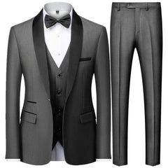 Black Men Autumn Wedding Party 3 Pcs Set Large Size 6XL Male Blazer Coat Pants and Vest Fashion Slim Fit Gold Button Dress Suit - SHOWLU FASHION STORE