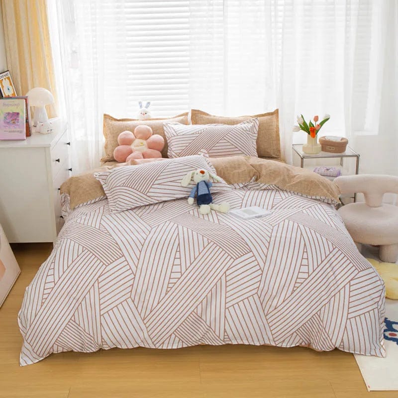 Black Oblique Stripe Reversible Print Duvet Cover King Queen Bedding Set Modern Striped Quilt Cover Microfiber Comforter Cover - SHOWLU FASHION STORE