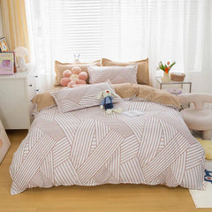 Black Oblique Stripe Reversible Print Duvet Cover King Queen Bedding Set Modern Striped Quilt Cover Microfiber Comforter Cover - SHOWLU FASHION STORE