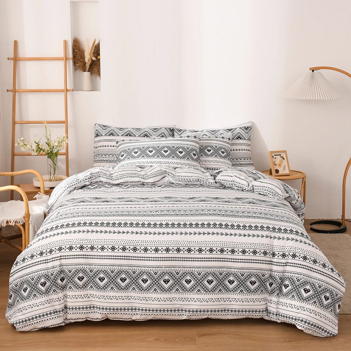Black Oblique Stripe Reversible Print Duvet Cover King Queen Bedding Set Modern Striped Quilt Cover Microfiber Comforter Cover - SHOWLU FASHION STORE