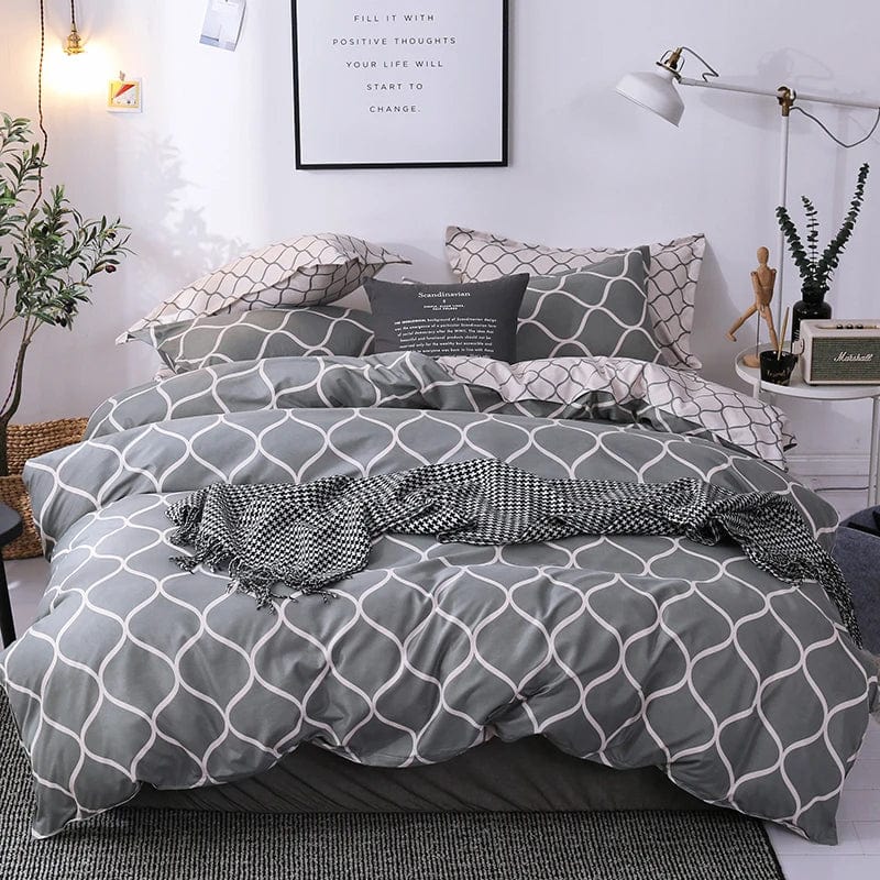 Black Oblique Stripe Reversible Print Duvet Cover King Queen Bedding Set Modern Striped Quilt Cover Microfiber Comforter Cover - SHOWLU FASHION STORE