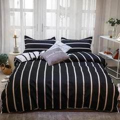 Black Oblique Stripe Reversible Print Duvet Cover King Queen Bedding Set Modern Striped Quilt Cover Microfiber Comforter Cover - SHOWLU FASHION STORE