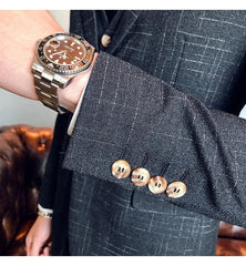 Boutique (Blazer + Vest + Trousers) Italian Style Elegant and Fashionable Business Men's Gentleman Striped Formal Suit 3 - piece - SHOWLU FASHION STORE