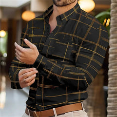 Brand New Boyfriend Shirt Long Sleeve Slim Fit Button Lapel Men's Tops 2024 Fall Fashion 3D Stripe Print Party Shirt S - 6XL - SHOWLU FASHION STORE