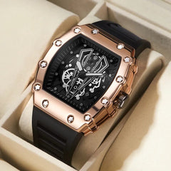 Brand New Men's Watch Fashion Automatic Movement Barrel Luminous Waterproof Clock Sports Male's Silicone Strap Quartz Wristwatch - SHOWLU FASHION STORE