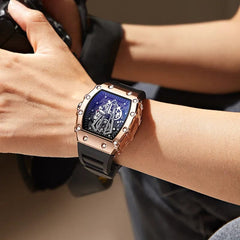 Brand New Men's Watch Fashion Automatic Movement Barrel Luminous Waterproof Clock Sports Male's Silicone Strap Quartz Wristwatch - SHOWLU FASHION STORE