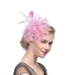 Bridal Wedding Party Fascinators Hats with Veil and Feather, Pillbox Hat Cocktail Tea Party Headwear, Headband, Hair Clip - SHOWLU FASHION STORE