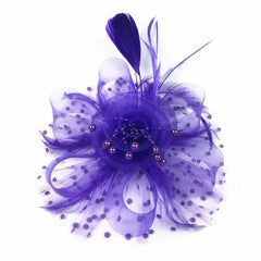 Bridal Wedding Party Fascinators Hats with Veil and Feather, Pillbox Hat Cocktail Tea Party Headwear, Headband, Hair Clip - SHOWLU FASHION STORE