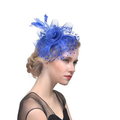 Bridal Wedding Party Fascinators Hats with Veil and Feather, Pillbox Hat Cocktail Tea Party Headwear, Headband, Hair Clip - SHOWLU FASHION STORE