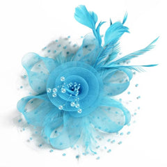 Bridal Wedding Party Fascinators Hats with Veil and Feather, Pillbox Hat Cocktail Tea Party Headwear, Headband, Hair Clip - SHOWLU FASHION STORE