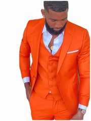 Bright Orange Notch Lapel Men Suit Costume Homme Wedding Dress Tuxedos Terno Masculino Slim Fit Groom Prom Party Blazer 3 Pcs - SHOWLU FASHION STORE