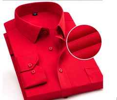 Bright Red Long Sleeve Shirt Men's Fashion Slim Shirts White Blue Gray Men Tops Black Purple Green Dress Camisa Male Chemise - SHOWLU FASHION STORE