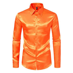 British Court Dress Mercerizing Satin Face Shirt Men's plus Size Long Sleeve Glossy Shirt Trendy Stage Singer Costumes - SHOWLU FASHION STORE