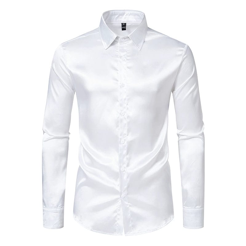 British Court Dress Mercerizing Satin Face Shirt Men's plus Size Long Sleeve Glossy Shirt Trendy Stage Singer Costumes - SHOWLU FASHION STORE