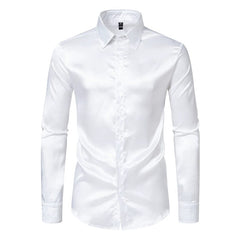 British Court Dress Mercerizing Satin Face Shirt Men's plus Size Long Sleeve Glossy Shirt Trendy Stage Singer Costumes - SHOWLU FASHION STORE