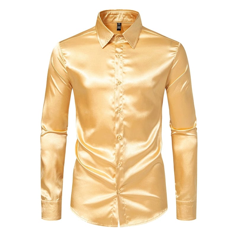 British Court Dress Mercerizing Satin Face Shirt Men's plus Size Long Sleeve Glossy Shirt Trendy Stage Singer Costumes - SHOWLU FASHION STORE
