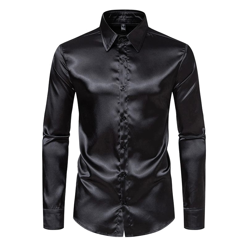 British Court Dress Mercerizing Satin Face Shirt Men's plus Size Long Sleeve Glossy Shirt Trendy Stage Singer Costumes - SHOWLU FASHION STORE
