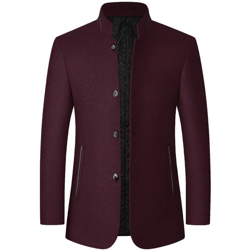 BROWON Brand Winter Coat Men Chinese Style Stand Collar Solid Coats for Men 2023 Autumn and Winter Business Casual Woolen Jacket - SHOWLU FASHION STORE