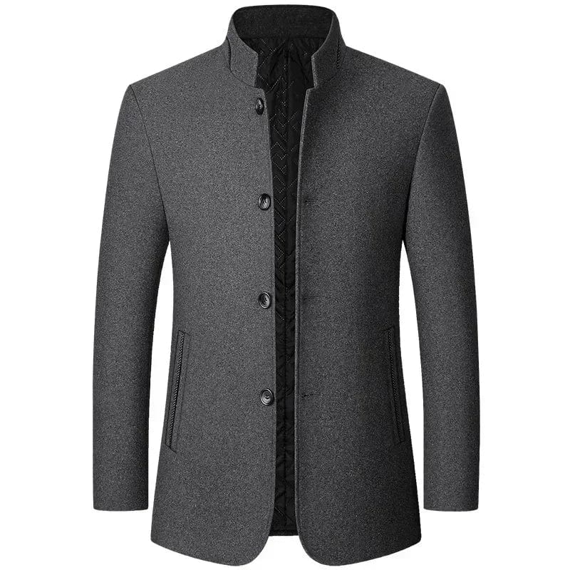 BROWON Brand Winter Coat Men Chinese Style Stand Collar Solid Coats for Men 2023 Autumn and Winter Business Casual Woolen Jacket - SHOWLU FASHION STORE
