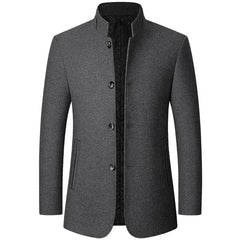 BROWON Brand Winter Coat Men Chinese Style Stand Collar Solid Coats for Men 2023 Autumn and Winter Business Casual Woolen Jacket - SHOWLU FASHION STORE