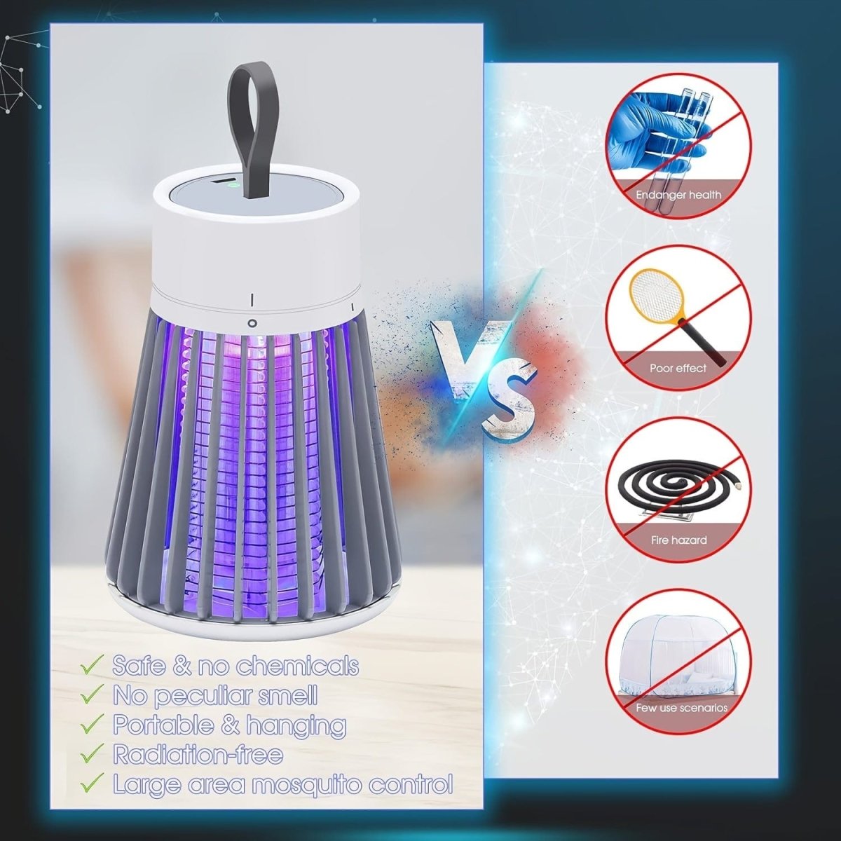 Bug Zapper, Mosquito Zapper Fly Trap Mosquito Killer Lamp USB Electric Radiationless LED Mute Bed Bug Killer Indoor for Mosquito Insect Gnat Moth Fruit Flies with a Small Brush - SHOWLU FASHION STORE
