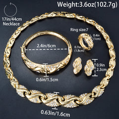 One set of exquisite retro leaf jewelry for men and women, shining synthetic Zirconia jewelry four-piece set, suitable for wedding parties, banquets, Valentine's Day holiday jewelry gifts SHOWLU FASHION STORE