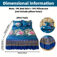 2pcs/3pcs Jacquard Bed Skirt Set with Pillowcases, Lace Hem, Floral Pattern, Soft & Comfortable, Machine Washable, Polyester 100%, Contemporary Style, Woven Fabric, 120g - Single/Double Size Options SHOWLU FASHION STORE